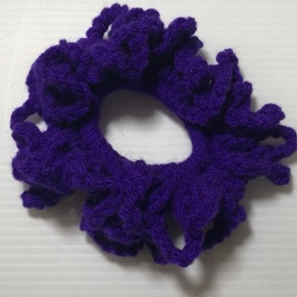 NWT Purple Handmade Crocheted Hair Scrunchie by Dawny - Picture 3 of 3